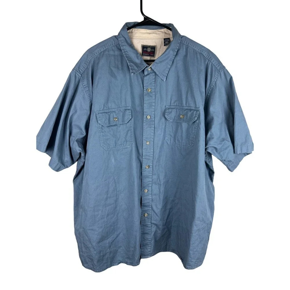 Wrangler Blue Short Sleeve Button Up Size 3XL